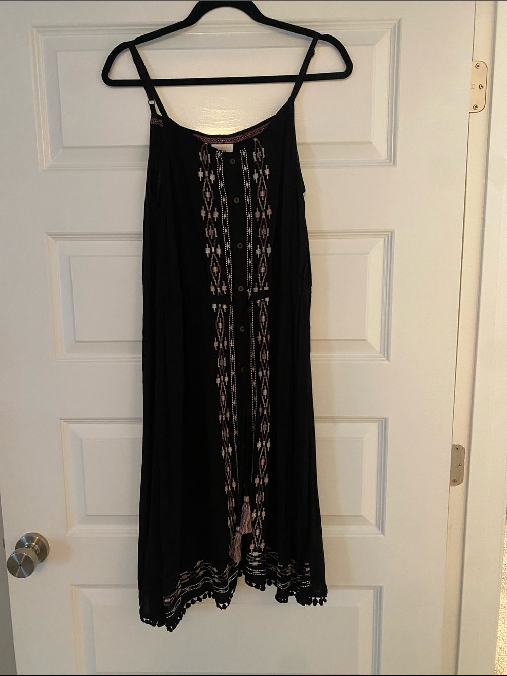 Knox Rose Black Maxi Skirt with Cream Embroidery